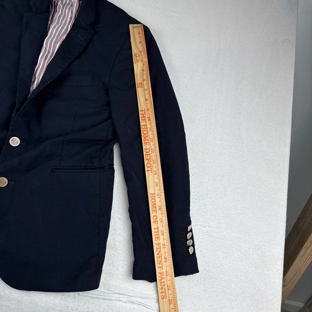 Brooks Brothers Red Fleece Navy Sport Coat 40S Gold Buttons Marzotto Fabric